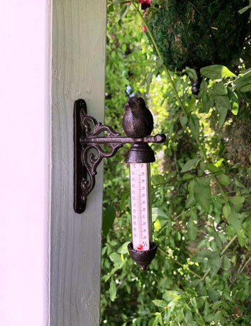 Metal Cast Iron Bird Wall Indoor Outdoor Thermometer Wall Mount. FREE SHIPPING - Artisticspacedecor